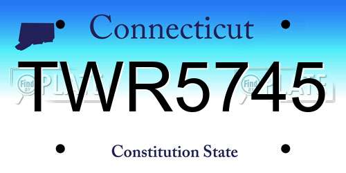 TWR5745 Connecticut License Plate