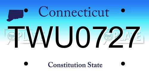 TWU0727 Connecticut License Plate