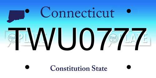 TWU0777 Connecticut License Plate