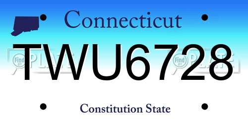 TWU6728 Connecticut License Plate
