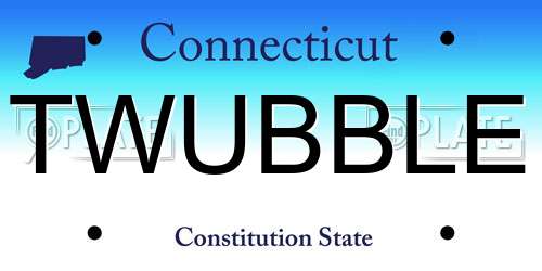 TWUBBLE Connecticut License Plate