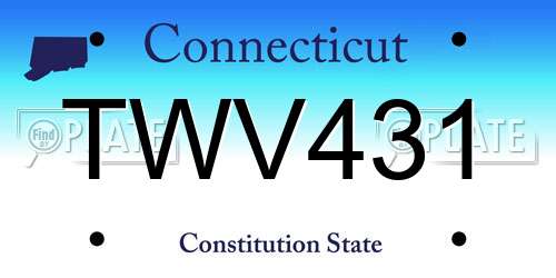 TWV431 Connecticut License Plate