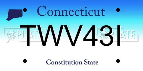 TWV43I Connecticut License Plate