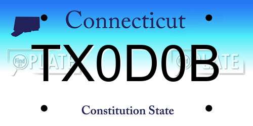 TX0D0B Connecticut License Plate