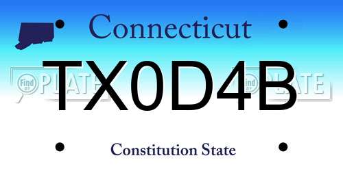 TX0D4B Connecticut License Plate