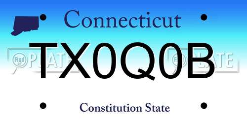 TX0Q0B Connecticut License Plate