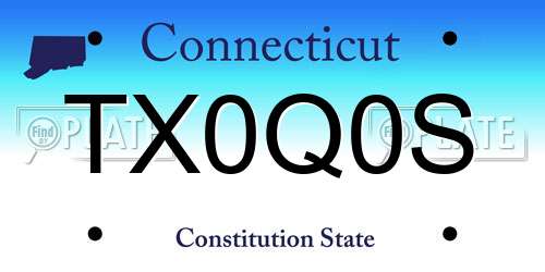 TX0Q0S Connecticut License Plate