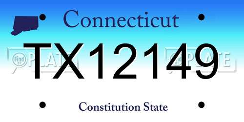 TX12149 Connecticut License Plate