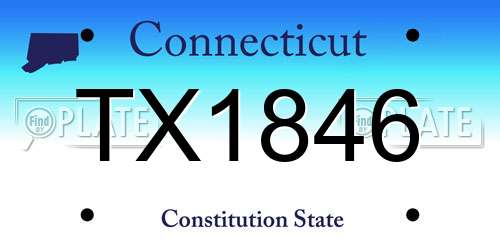 TX1846 Connecticut License Plate