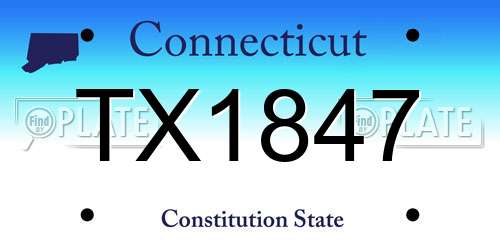 TX1847 Connecticut License Plate
