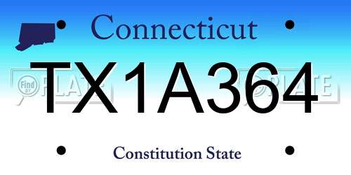 TX1A364 Connecticut License Plate