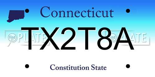 TX2T8A Connecticut License Plate