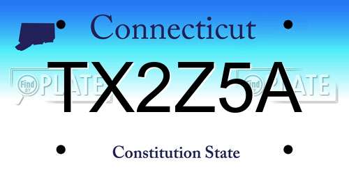 TX2Z5A Connecticut License Plate