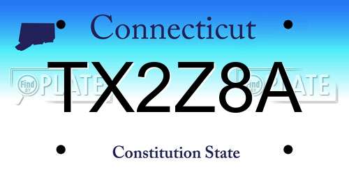 TX2Z8A Connecticut License Plate