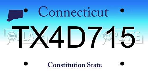 TX4D715 Connecticut License Plate