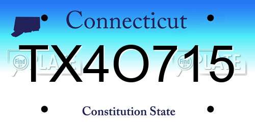 TX4O715 Connecticut License Plate