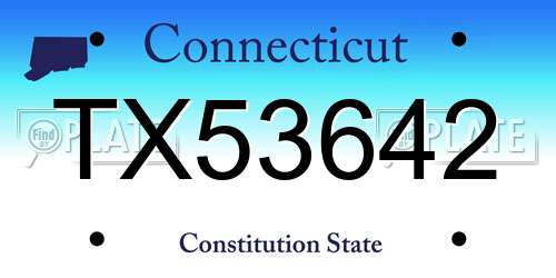 TX53642 Connecticut License Plate
