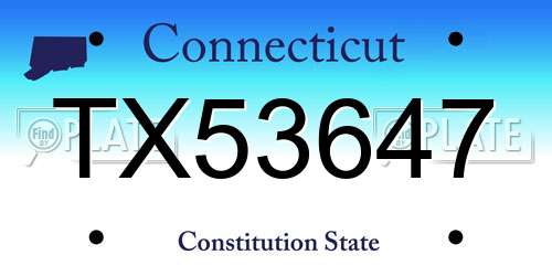 TX53647 Connecticut License Plate