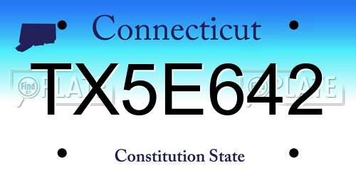 TX5E642 Connecticut License Plate