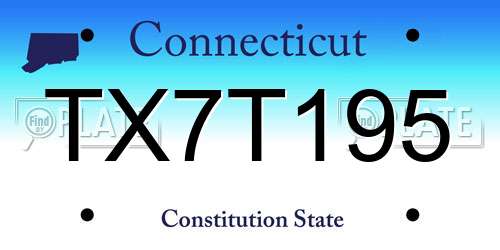 TX7T195 Connecticut License Plate