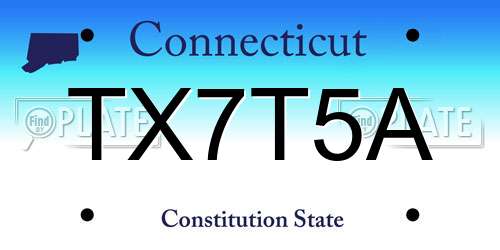 TX7T5A Connecticut License Plate