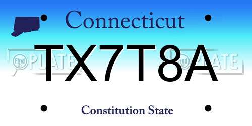 TX7T8A Connecticut License Plate