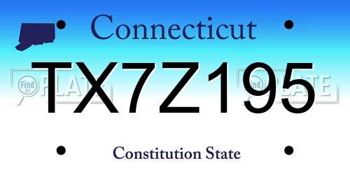 TX7Z195 Connecticut License Plate