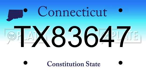 TX83647 Connecticut License Plate