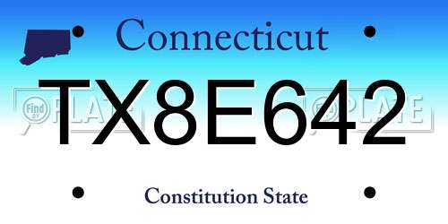 TX8E642 Connecticut License Plate