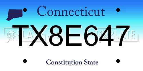 TX8E647 Connecticut License Plate
