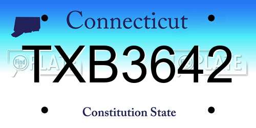TXB3642 Connecticut License Plate