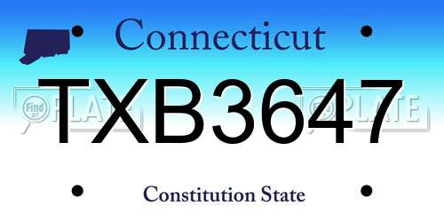 TXB3647 Connecticut License Plate