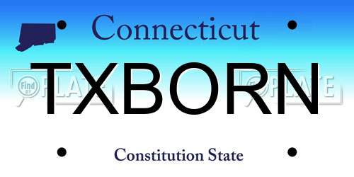 TXBORN Connecticut License Plate