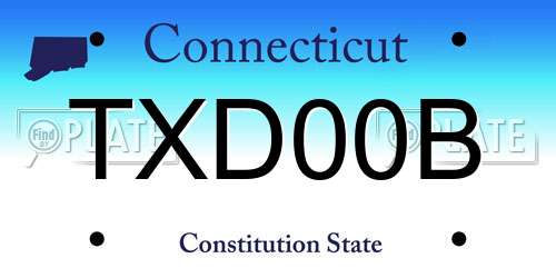 TXD00B Connecticut License Plate