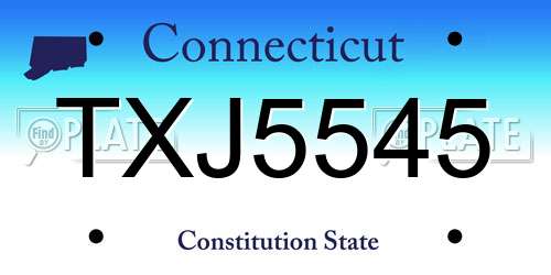 TXJ5545 Connecticut License Plate