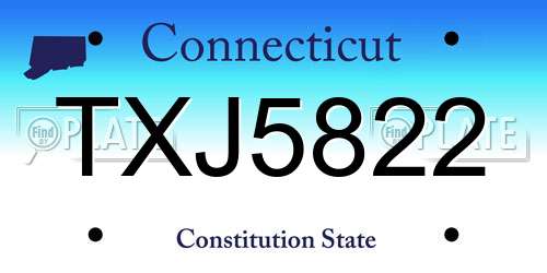 TXJ5822 Connecticut License Plate