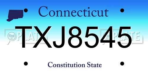 TXJ8545 Connecticut License Plate