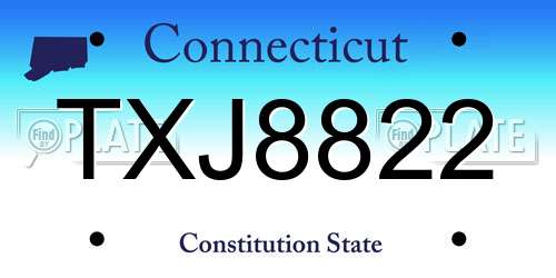 TXJ8822 Connecticut License Plate