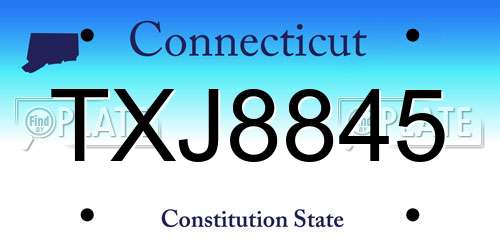 TXJ8845 Connecticut License Plate