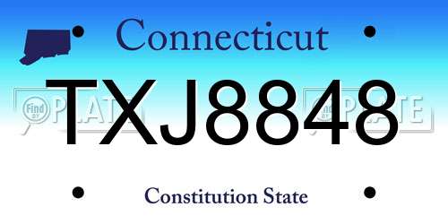 TXJ8848 Connecticut License Plate