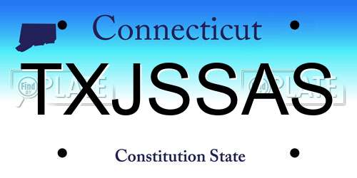 TXJSSAS Connecticut License Plate