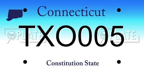 TXO005 Connecticut License Plate