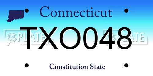 TXO048 Connecticut License Plate