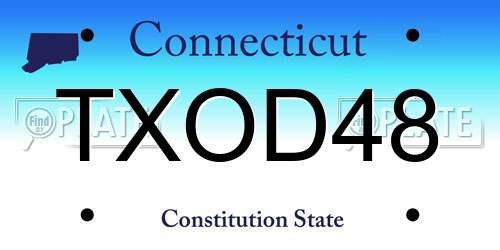 TXOD48 Connecticut License Plate