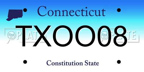 TXOO08 Connecticut License Plate
