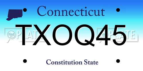 TXOQ45 Connecticut License Plate