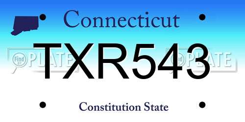 TXR543 Connecticut License Plate