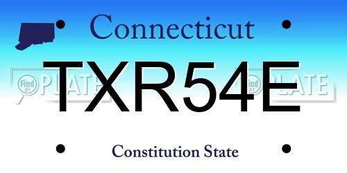 TXR54E Connecticut License Plate
