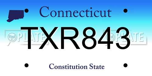 TXR843 Connecticut License Plate