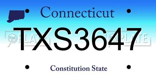 TXS3647 Connecticut License Plate